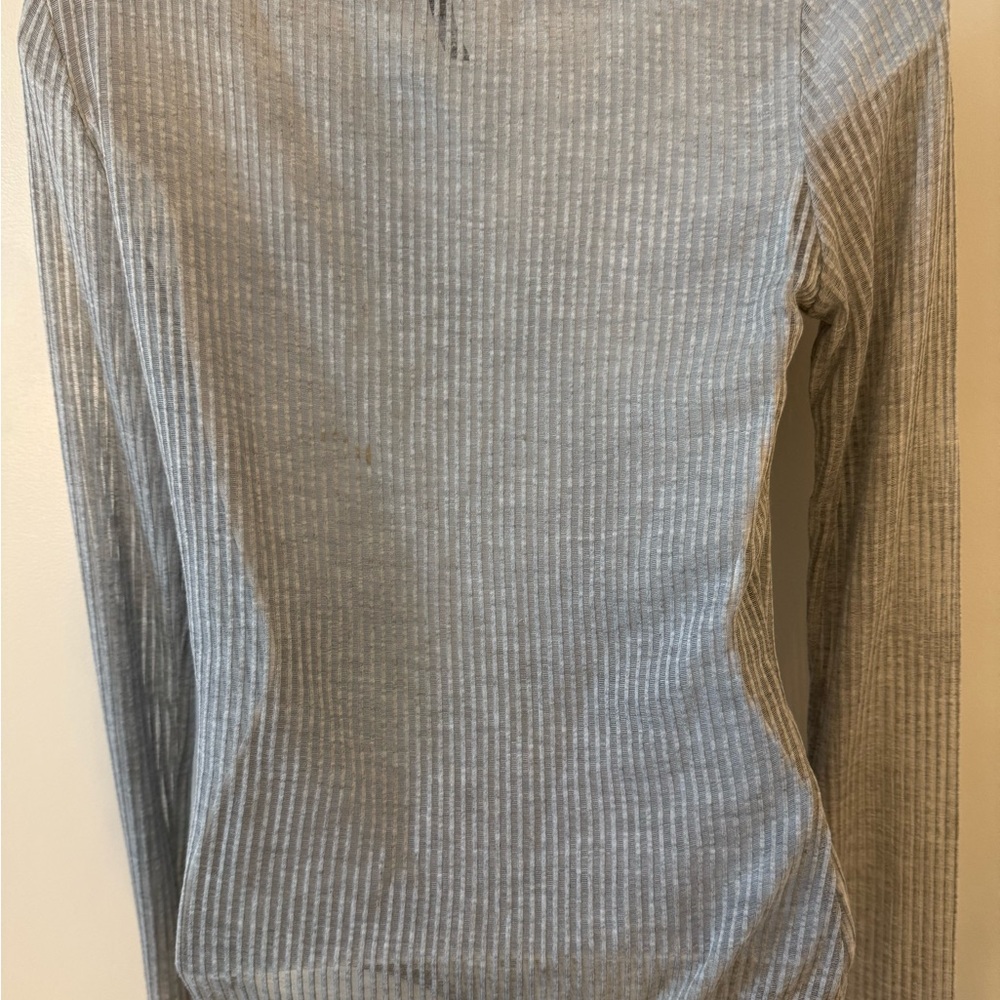 Gray Ribbed Long Sleeve Top - Picture 5 of 6